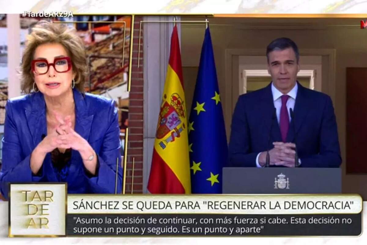Captura de Ana Rosa Quintana en su discurso contra Pedro Sánchez en TardeAR