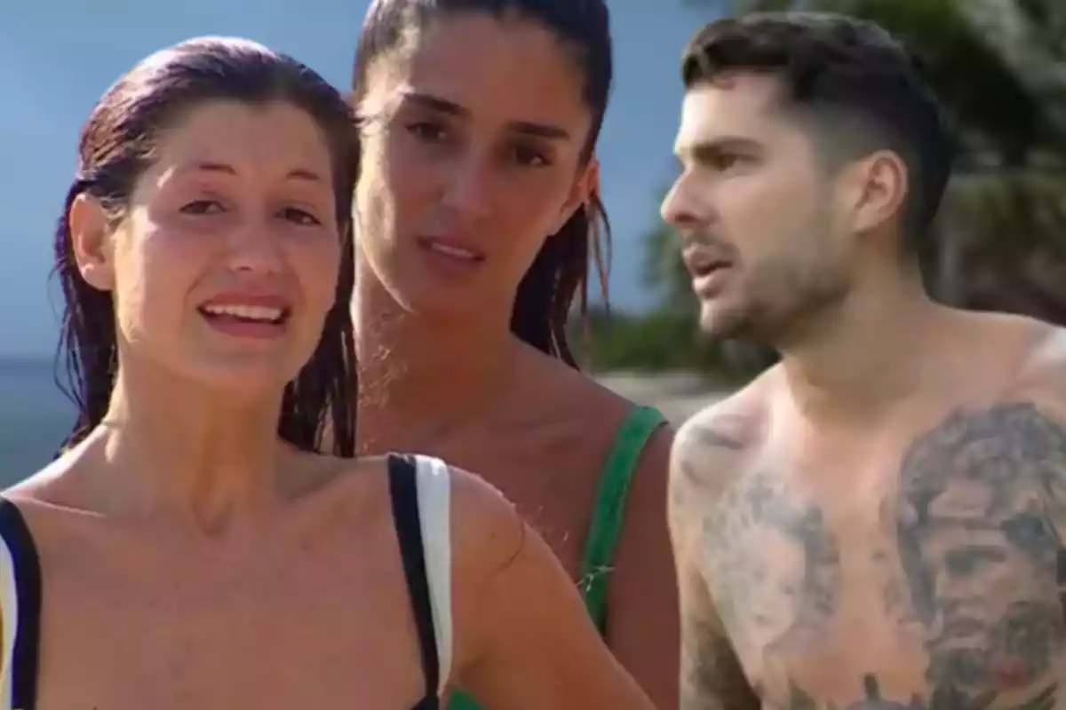 Miri llorando, Claudia enfadada y Mario con pose agresiva en la playa de 'Supervivientes'