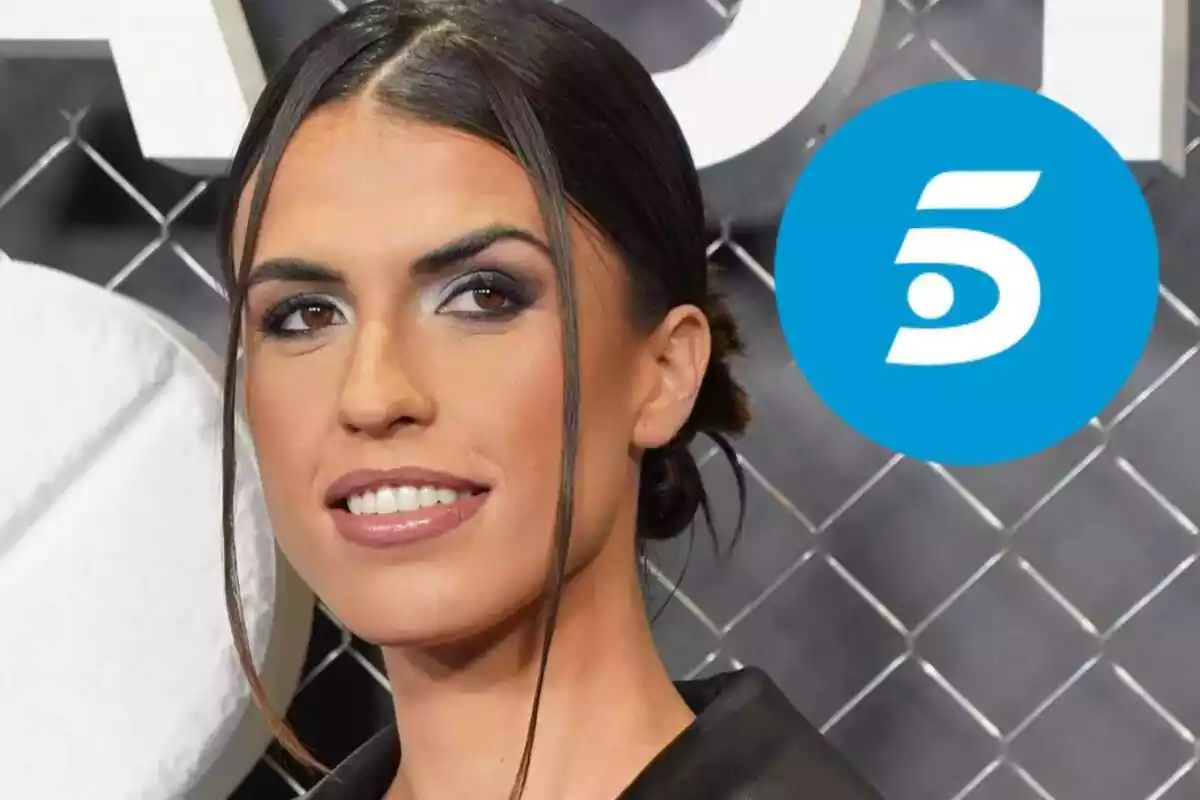 Montaje de Sofía Suescun sonriendo con el logo de Telecinco al lado