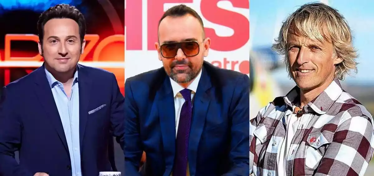 Montaje de Iker Jiménez, Risto Mejide y Jesús Calleja como presentadores de Cuatro