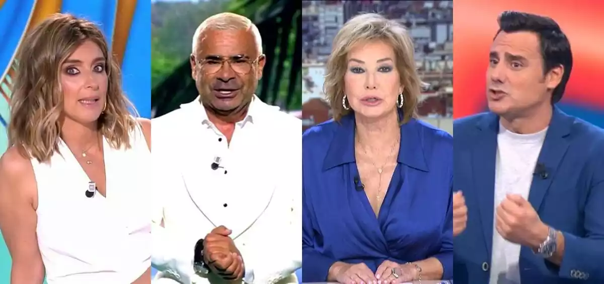 Montaje de Ana Rosa, Jorge Javier, Ion Aramendi y Sandra Barneda como presentadores de Telecinco